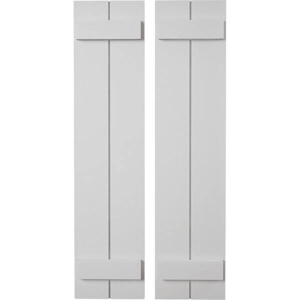 Ekena Millwork 11 in. x 48 in. Timberthane Polyurethane 2-Board Joined Board-n-Batten Smooth Faux Wood Shutters Pair