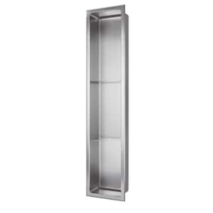 8 in. W x 36 in. H x 4 in. D Stainless Steel Triple Shelf Bathroom Shower Wall Niche in Brushed Stainless Steel