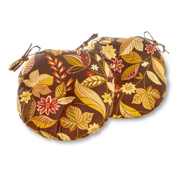 Greendale Home Fashions Timberland Floral 15 in. Round Outdoor Seat Cushion (2-Pack)