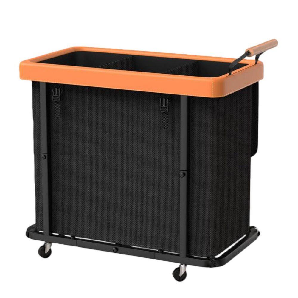 230L Extra Large Commercial Laundry Cart 3 Section with Lid, Rolling Laundry Hamper, Bathroom Hotel Storage Containers