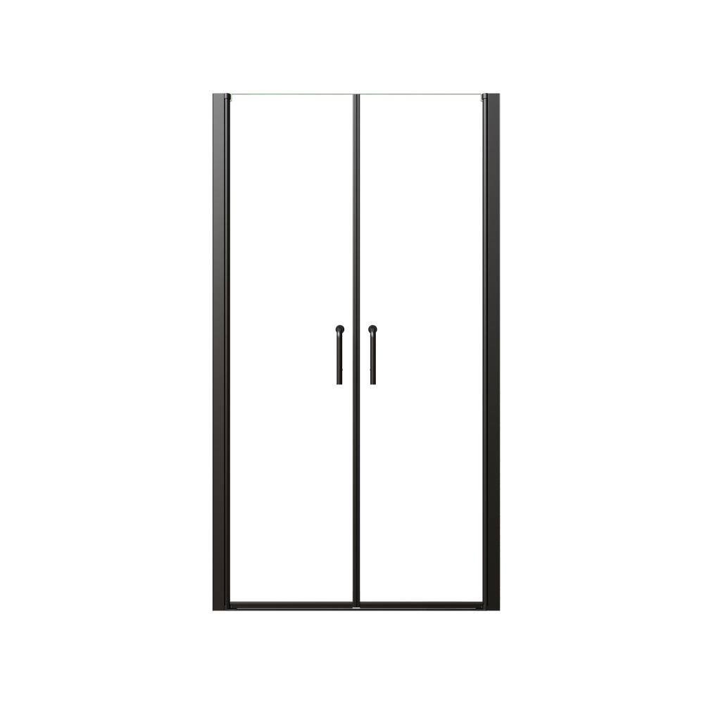 Hans 48 in. W x 72 in. H Double Pivot Swing Frameless Shower Door in Matte Black with Clear Glass price history on PriceWatchPro