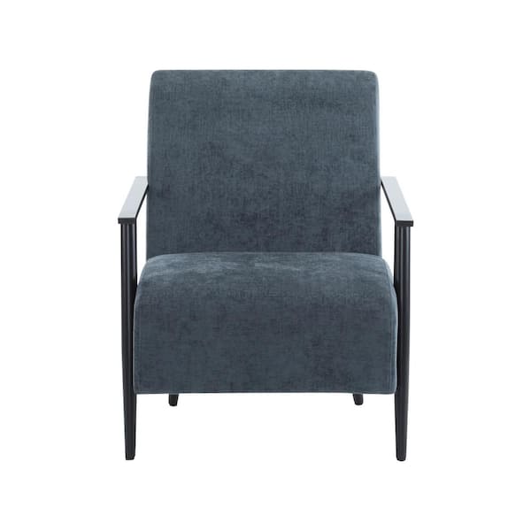 CHRISTOPHER KNIGHT HOME Pixela Modern Upholstered Lounge Armchair, Metal Frame, Blue Gray, Black, Set of 2