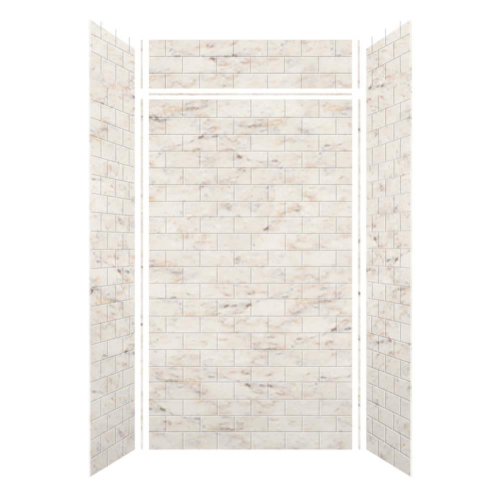 Saramar 48 in. W x 96 in. H x 36 in. D 6-Piece Glue to Wall Alcove Shower Wall Kit with Extension in Biscotti Marble price history on PriceWatchPro