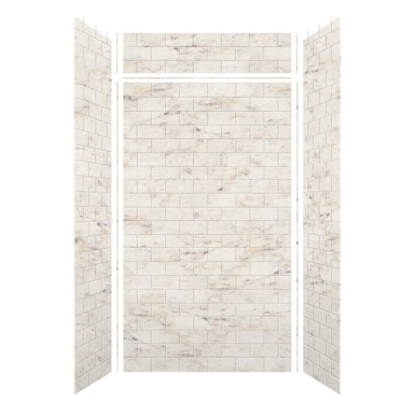 Transolid Saramar 48 in. W x 96 in. H x 36 in. D 6-Piece Glue to Wall Alcove Shower Wall Kit with Extension in Biscotti Marble