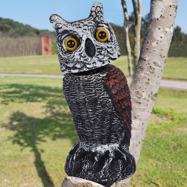Cubilan 3 Pack Bird Scarecrow Fake Horned Owl Decoy, Nature Enemy