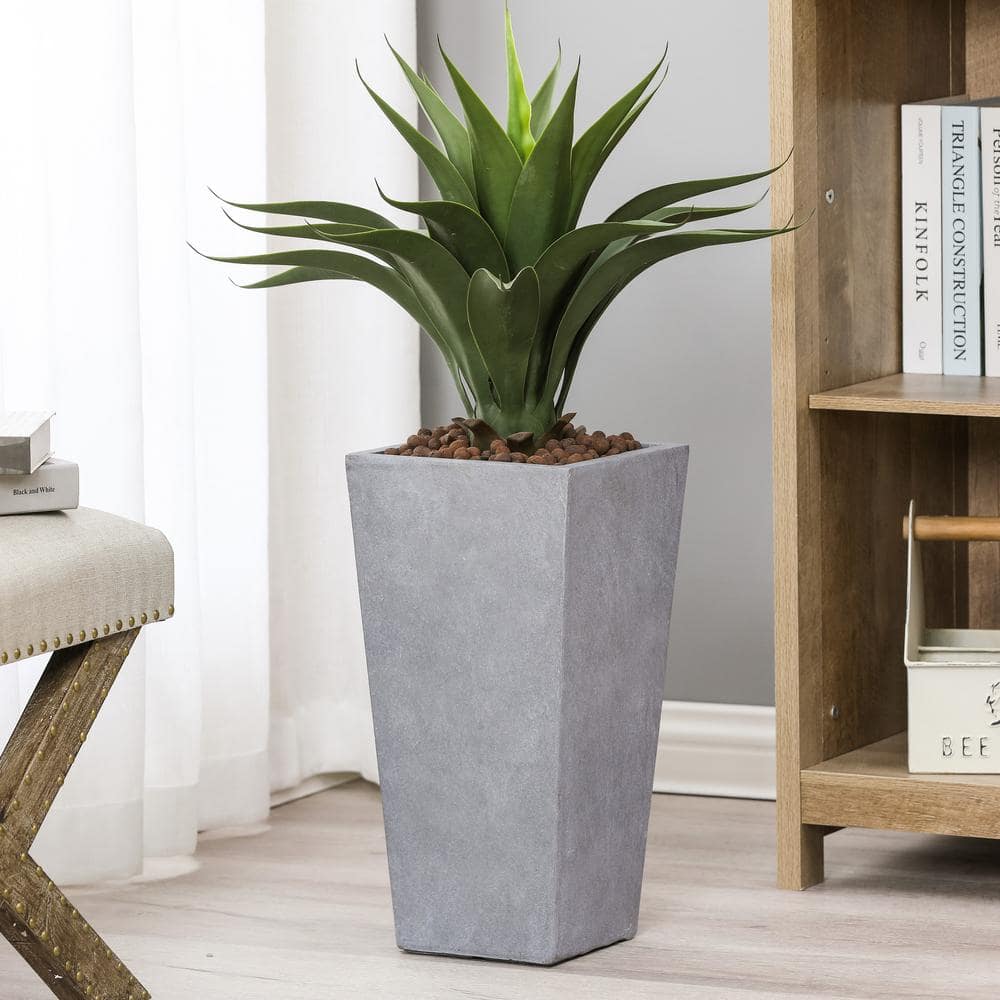 Light Gray Magnesium Oxide 27.5" Tall Tapered Planter