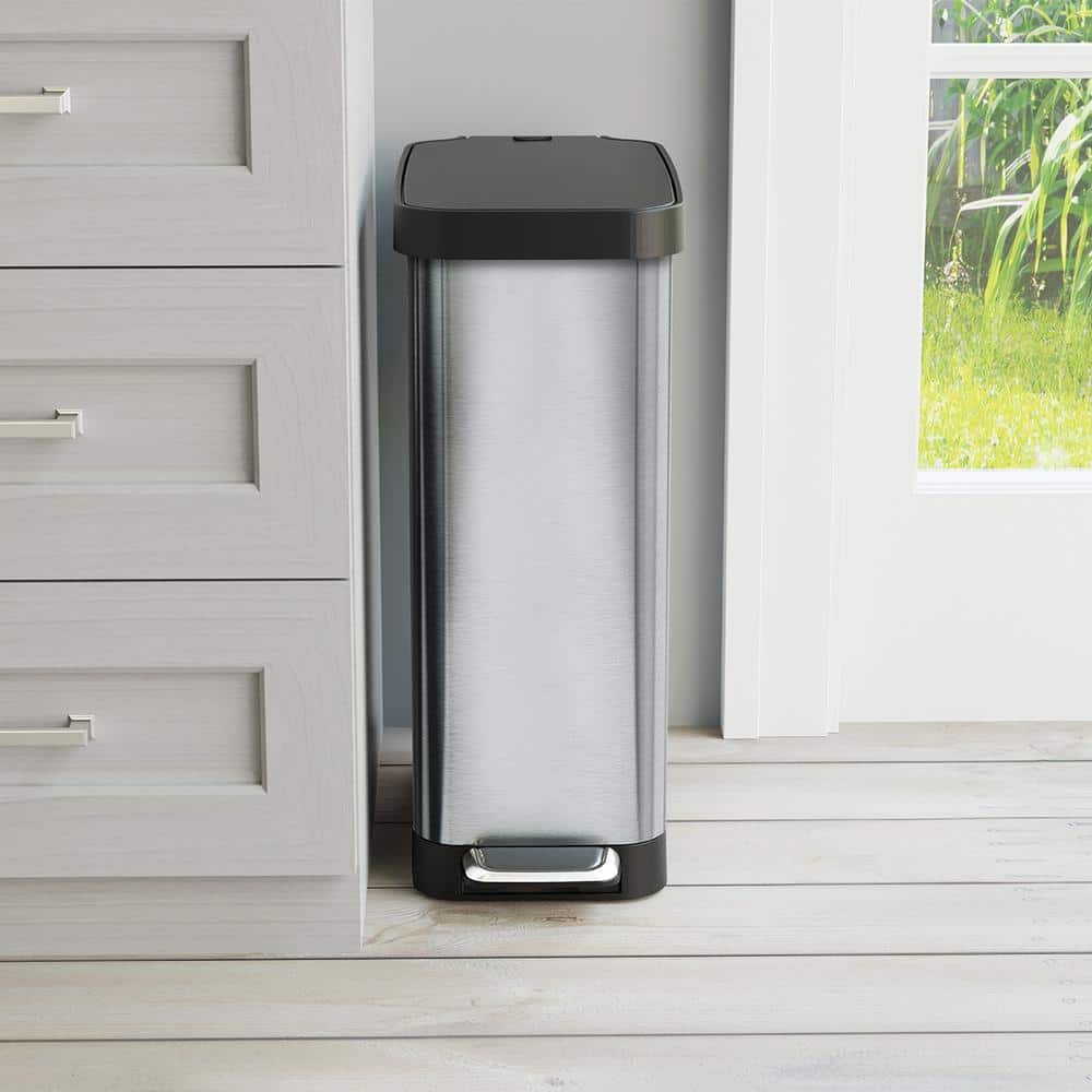 Slim Stainless Steel 12 Gallon Step-On Trash Can
