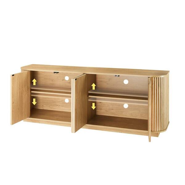 anpport Modern Light Brown Wood 64 in. Sideboard with Curved