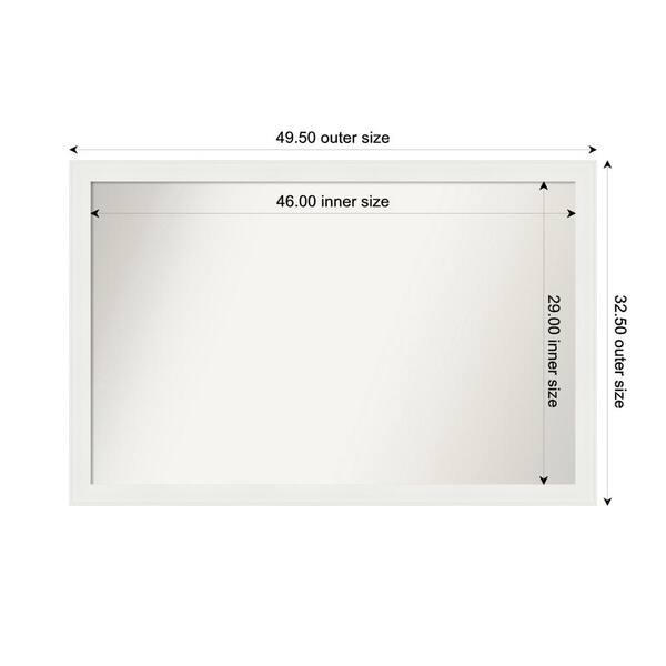 Amanti Art Vanity White Narrow 49.5 in. x 32.5 in. Custom Non-Beveled Recycled Polystyrene Framed Bathroom Vanity Wall Mirror