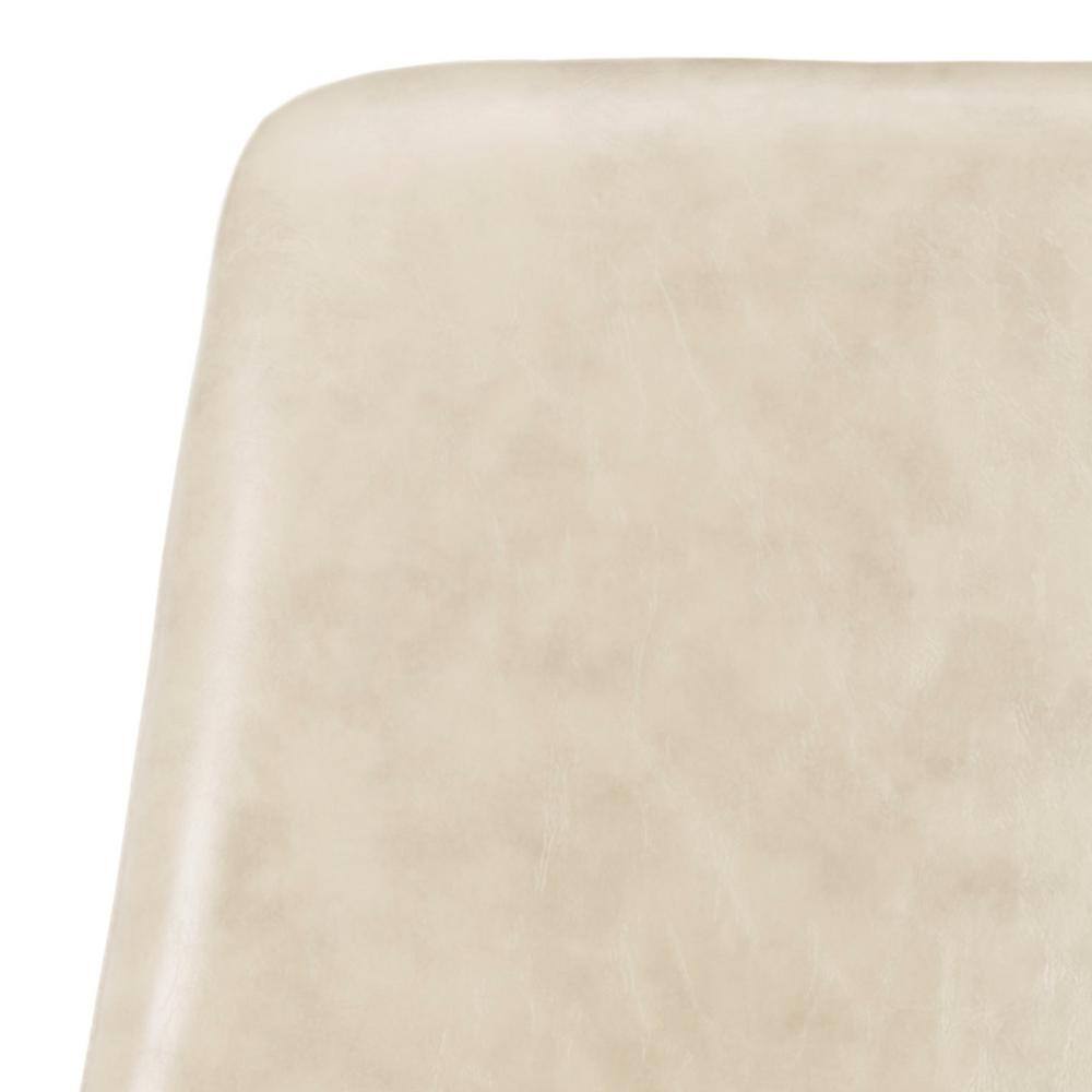 Beige Chrome Faux Leather Swivel Desk Chair