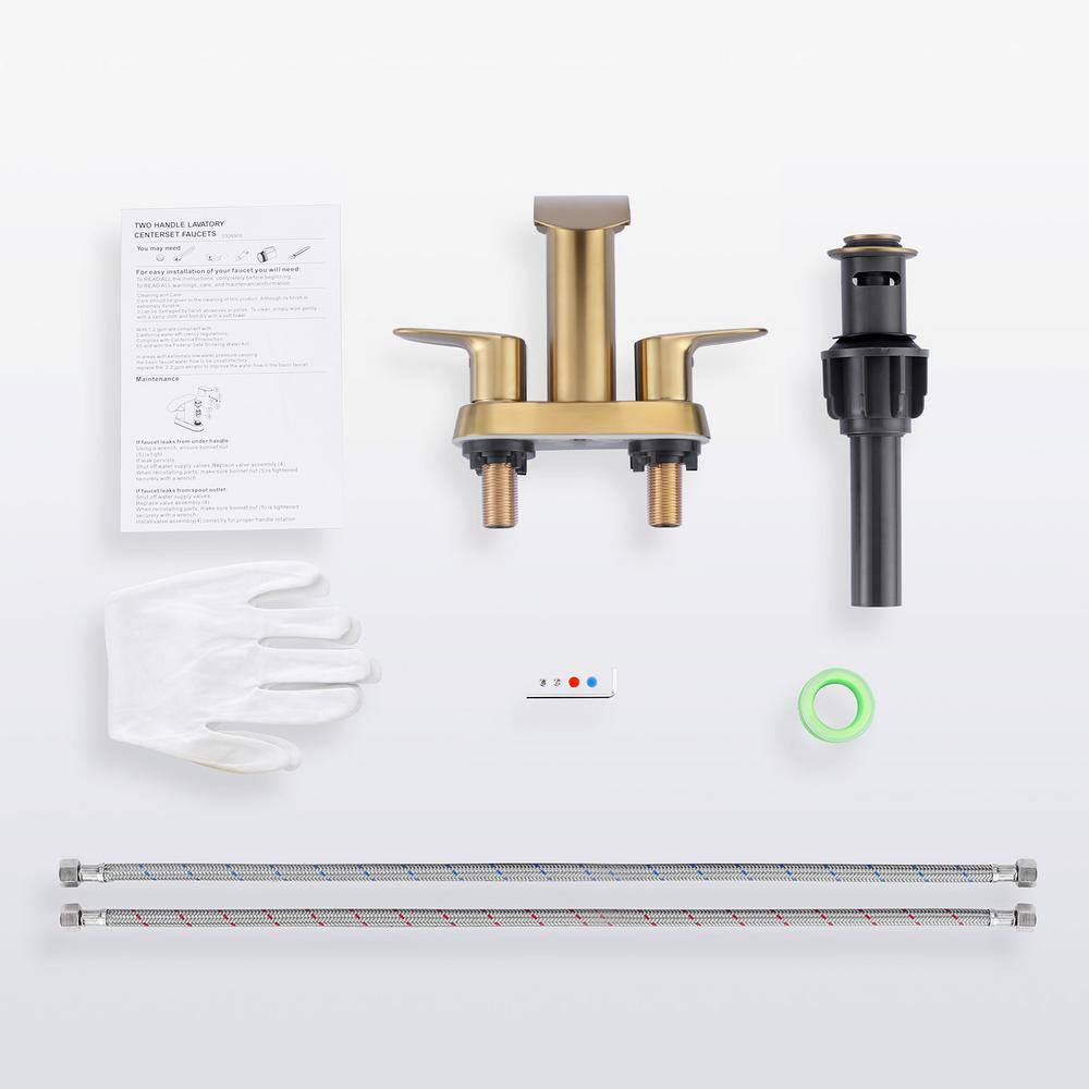 Brushed Gold Stainless Steel Double Handle Bathroom Faucet