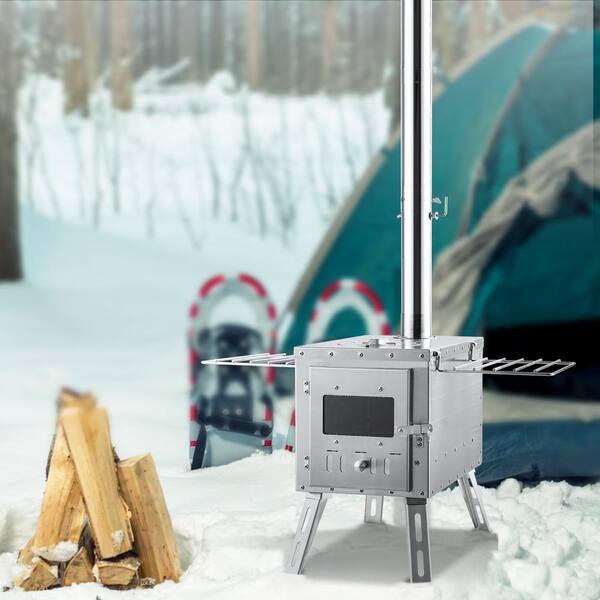 VEVOR Wood Stove, 86 inch, Stainless Steel Camping Tent Stove, Portable Wood Burning Stove with Chimney Pipes & Gloves, 3000in³