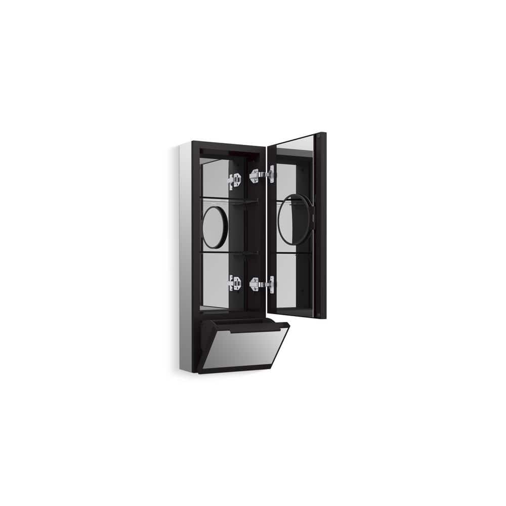 Collage 12" x 32" Black Framed Medicine Cabinet with Adjustable Shelves