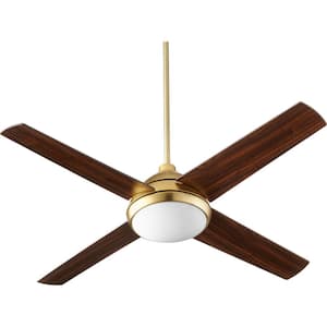 Quest 52 in. Indoor Aged Brass Ceiling Fan with Wall Control