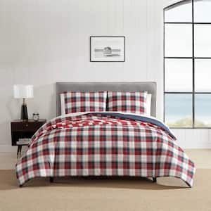 Rosedale 8-Piece Red Sail/Navy Microfiber Queen Bonus Comforter Set