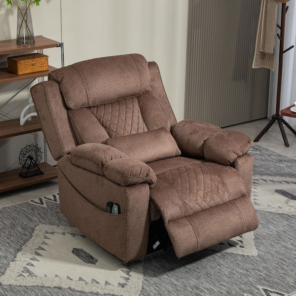 aisword Coffee Dual OKIN Motor Chenille Power Lift Recliner