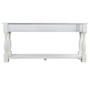64 in. Antique White Standard Rectangle Wood Console Table