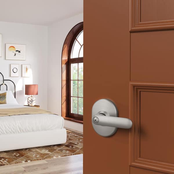 Schlage Davlin Satin Nickel Privacy Bed/Bath Door Handle with