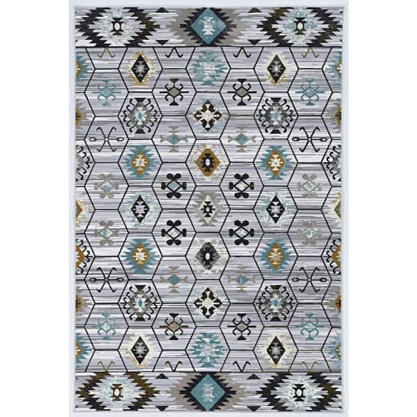 Linon Home Decor Winslow Gianna Grey 8 ft. X 10 ft. 6 in. Area Rug