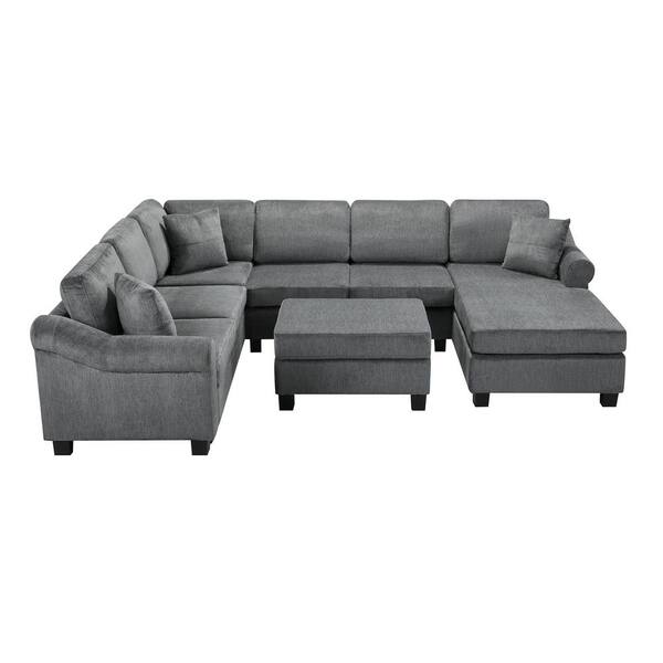 Harper & Bright Designs 111.8 in. Chenille Upholstered U-Shaped