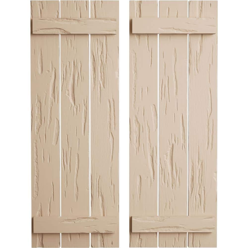 17.5 in. x 54 in. Timberthane Polyurethane 3-Board Spaced Board-n-Batten Pecky Cypress Faux Wood Shutters Pair price history on PriceWatchPro