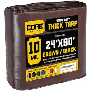24 ft. x 50 ft. Brown/Black 10 Mil Heavy Duty Polyethylene Tarp, Waterproof, UV Resistant, Rip and Tear Proof