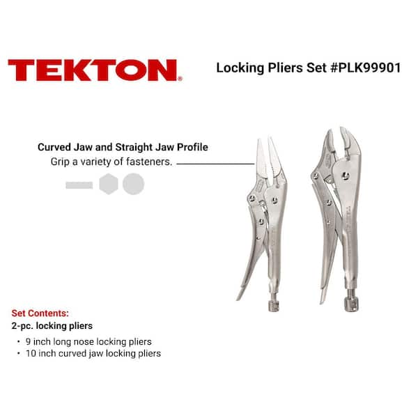 TEKTON Curved Jaw, Long Nose Locking Pliers Set (2-Piece) PLK99901