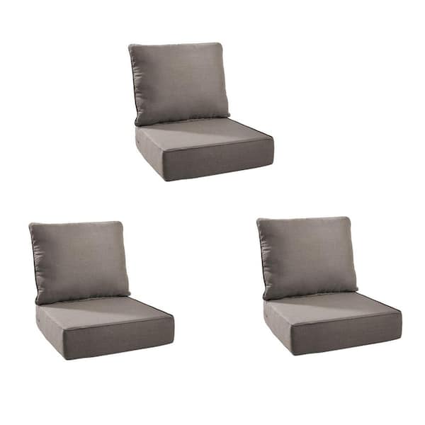 PlushCore 24 In. x 24 In. x 6 In. 6-Piece Deep Seating Outdoor Dining Chair Thick Cushion Set in Gray (3-Set)