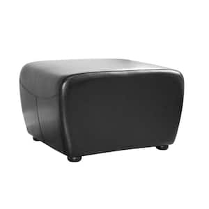 Valery Traditional Black Faux Leather Upholstered Ottoman
