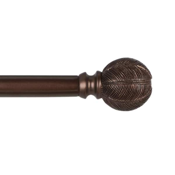 EXCLUSIVE HOME Acanthus 66 in. - 120 in. Adjustable Length 1 in. Single Curtain Rod Kit in Oil Rubbed Bronze with Finial