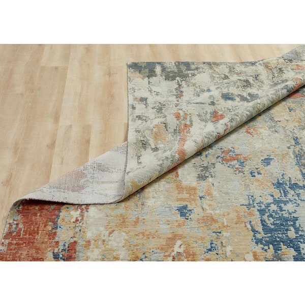 Ventura 7 ft. x 9 ft. Rust/Blues/Multi Abstract Washable Area Rug