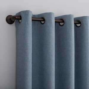 Channing Blue Polyester Solid 50 in. W x 63 in. L Noise Cancelling Grommet Blackout Curtain