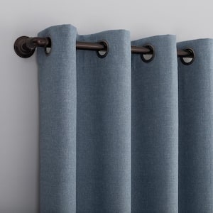 Channing Blue Polyester Solid 50 in. W x 84 in. L Noise Cancelling Grommet Blackout Curtain