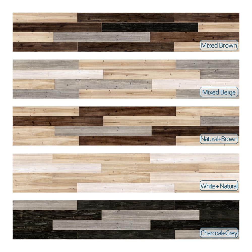 Charcoal Black Solid Pine Wood Wall Planks Set