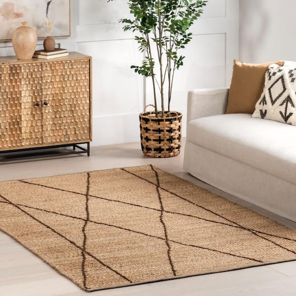 Calanthe Abstract Geometric Jute Natural 5 ft. x 8 ft. Area Rug