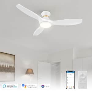 Kore 52 in. Integrated LED Indoor White Smart Ceiling Fan with Light and Remote, Works with Alexa and Google Home