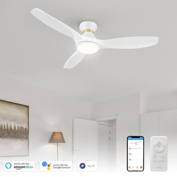 Kore 52 in. Integrated LED Indoor White Smart Ceiling Fan with Light and Remote, Works with Alexa and Google Home