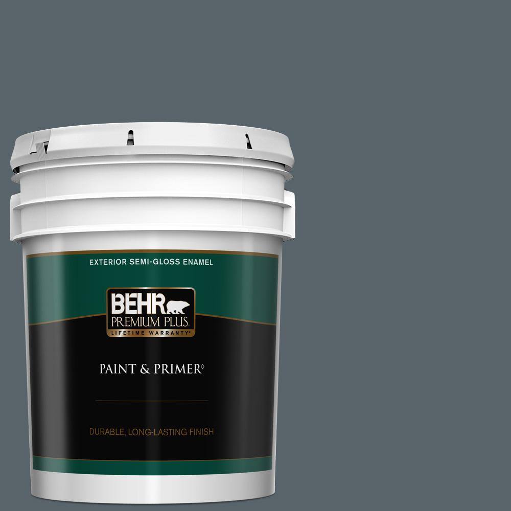 BEHR PREMIUM PLUS 5 gal. N4906 Calligraphy SemiGloss Enamel Exterior Paint & Primer 534005