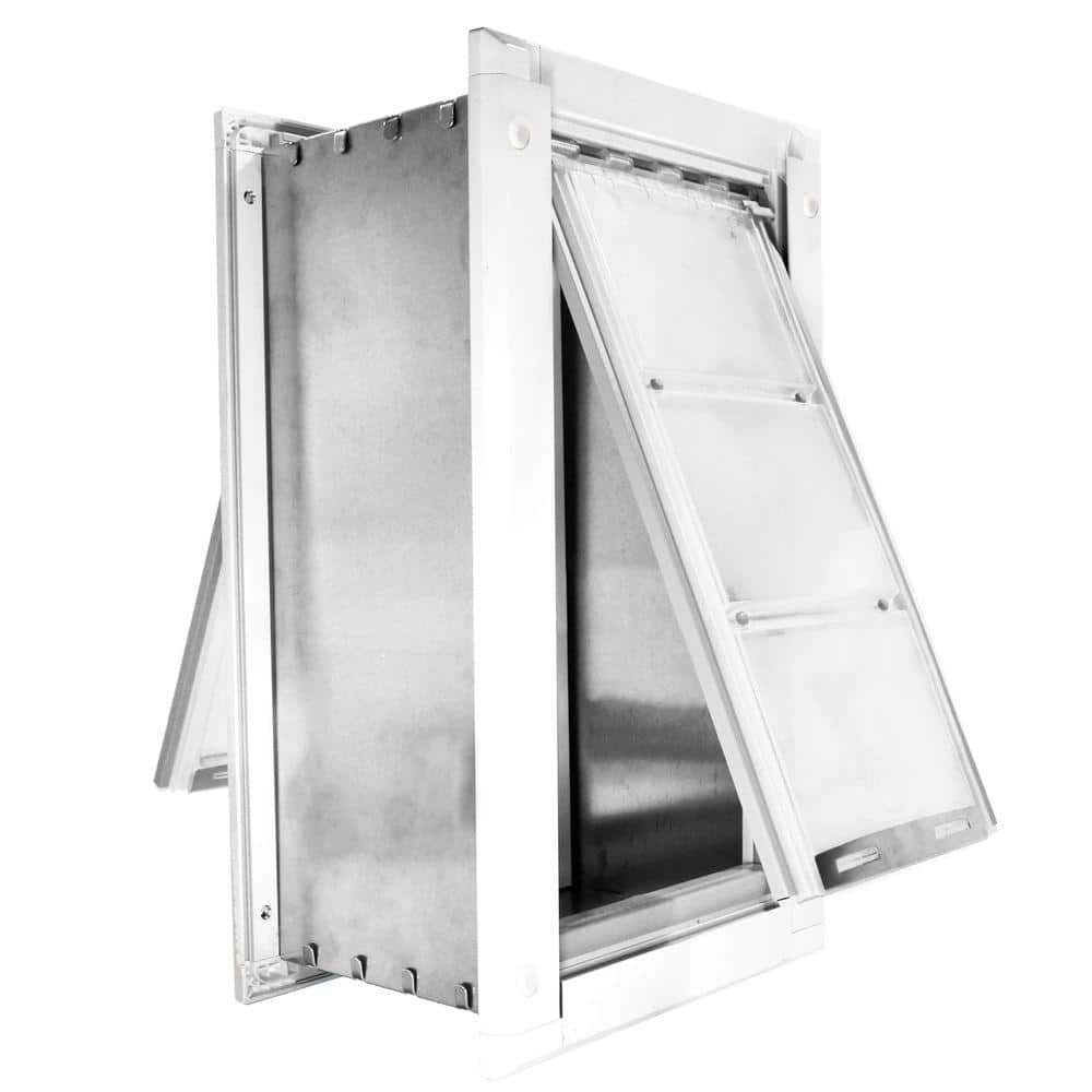 UPC 873653002857 product image for 18 in. x 10 in. Large for Walls Pet Door with White Aluminum Frame | upcitemdb.com