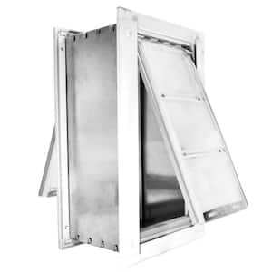 18 in. x 10 in. Large for Walls Pet Door with White Aluminum Frame