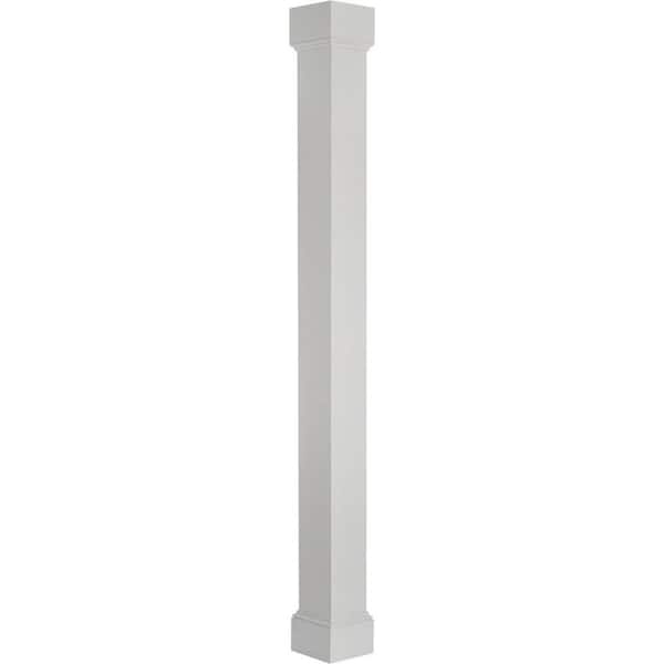 AFCO Industries 8' x 7-1/4" Endura-Aluminum Natchez Style Column Square Shaft (Post Wrap Installation) Non-Tapered Textured White
