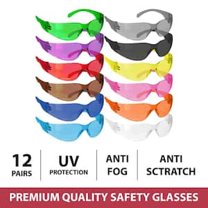 Hyline Safety Glasses : Full Color, Anti-Scratch, 12-Pairs 12-Assorted Colors (1 Box)