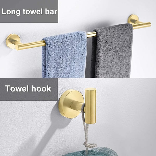  6 Pieces Brushed Nickel Bathroom Hardware Accessories Set Hand  Towel Ring 18&23.6 inch Round Towel Bar Silver Toilet Paper Holder Towel  Hooks 2 Pieces SUS 304 Stainless Steel,Heavy Duty,Wall Mounted 
