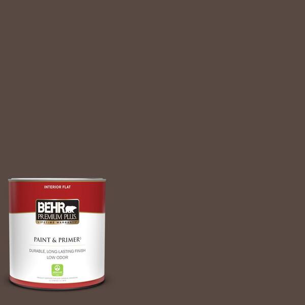 BEHR PREMIUM PLUS 1 qt. #780B-7 Bison Brown Flat Low Odor Interior Paint & Primer
