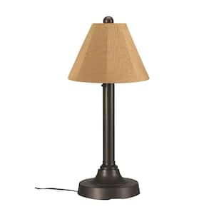 San Juan 30 in. Bronze OutdoorTable Lamp with Straw Linen Shade