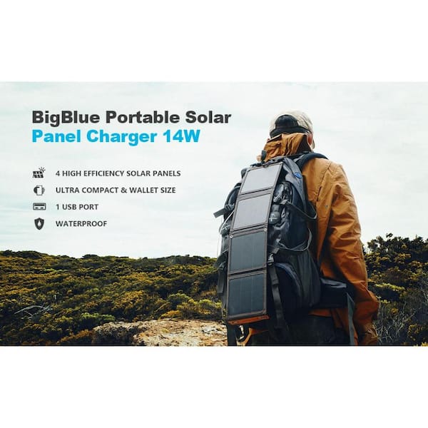 BigBlue 14-Watt Portable Solar Battery Charger for phones, IPX4
