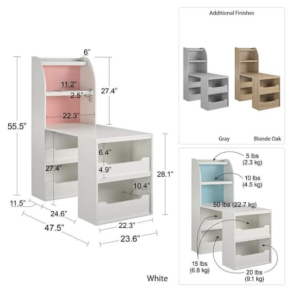 Ameriwood Dove Gray Student Desk with Hutch