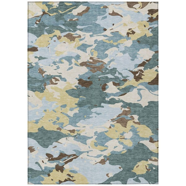 Chantille Machine Washable Indoor/Outdoor Abstract ACN2497 Teal 5 ft. x 7 ft. 6 in. Area Rug
