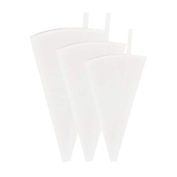 Reusable Cloth Pastry Bags Set Cotton EVA Lined White Icing Bags with Non-Slip Grip for Cake Decorating 3-Pack