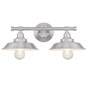 Iron Hill 2-Light Brushed Nickel Wall Mount Bath Light